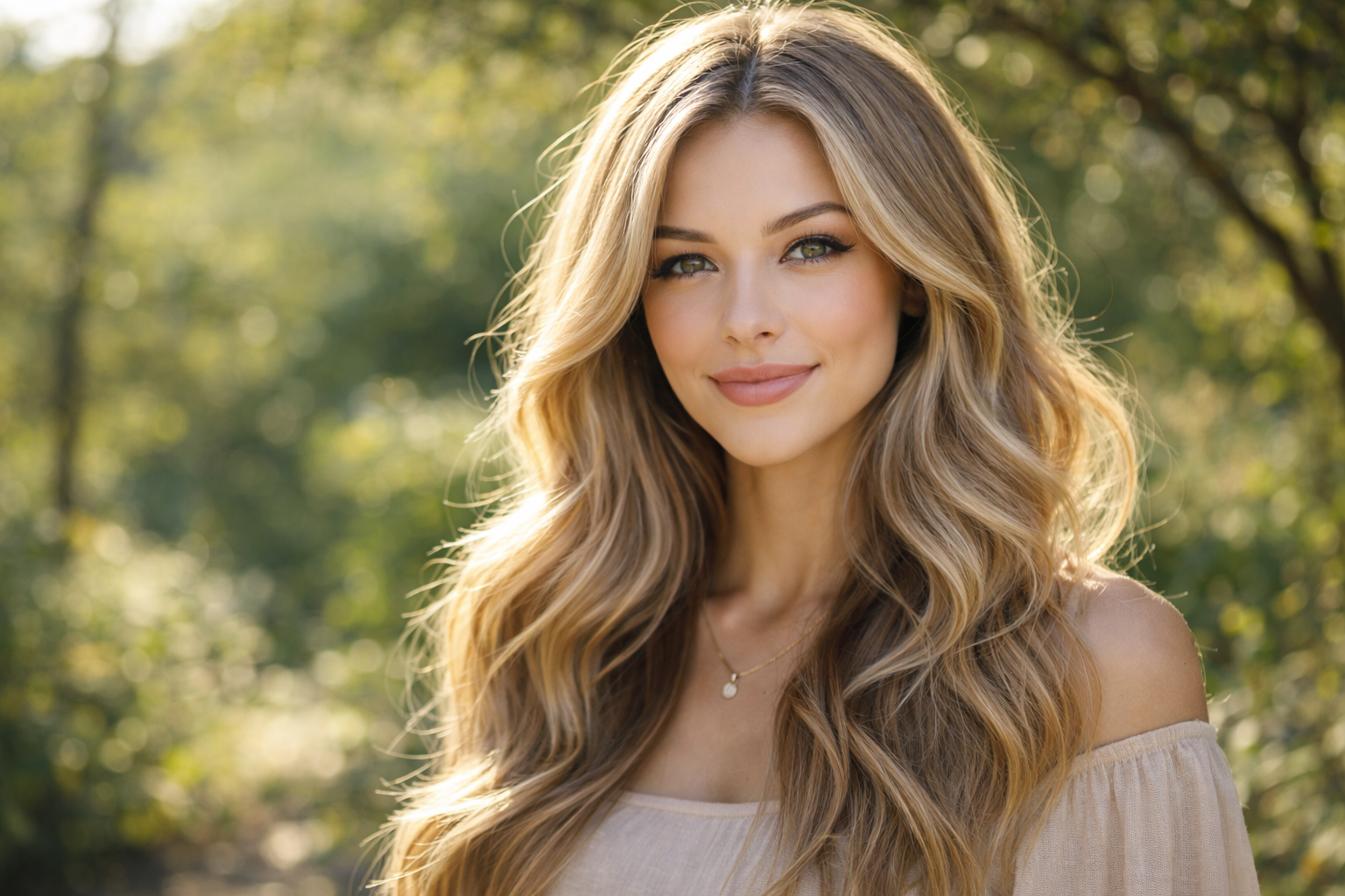 dirty blonde hair with soft waves and natural blended tones