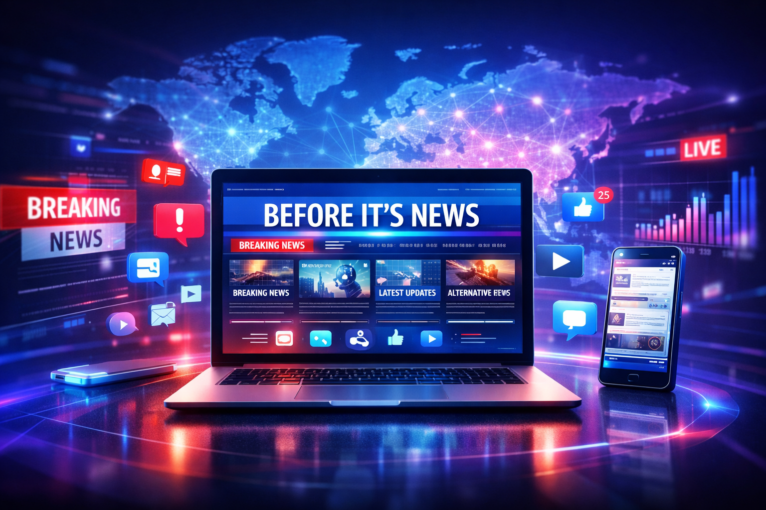 Before It’s News digital alternative news platform concept