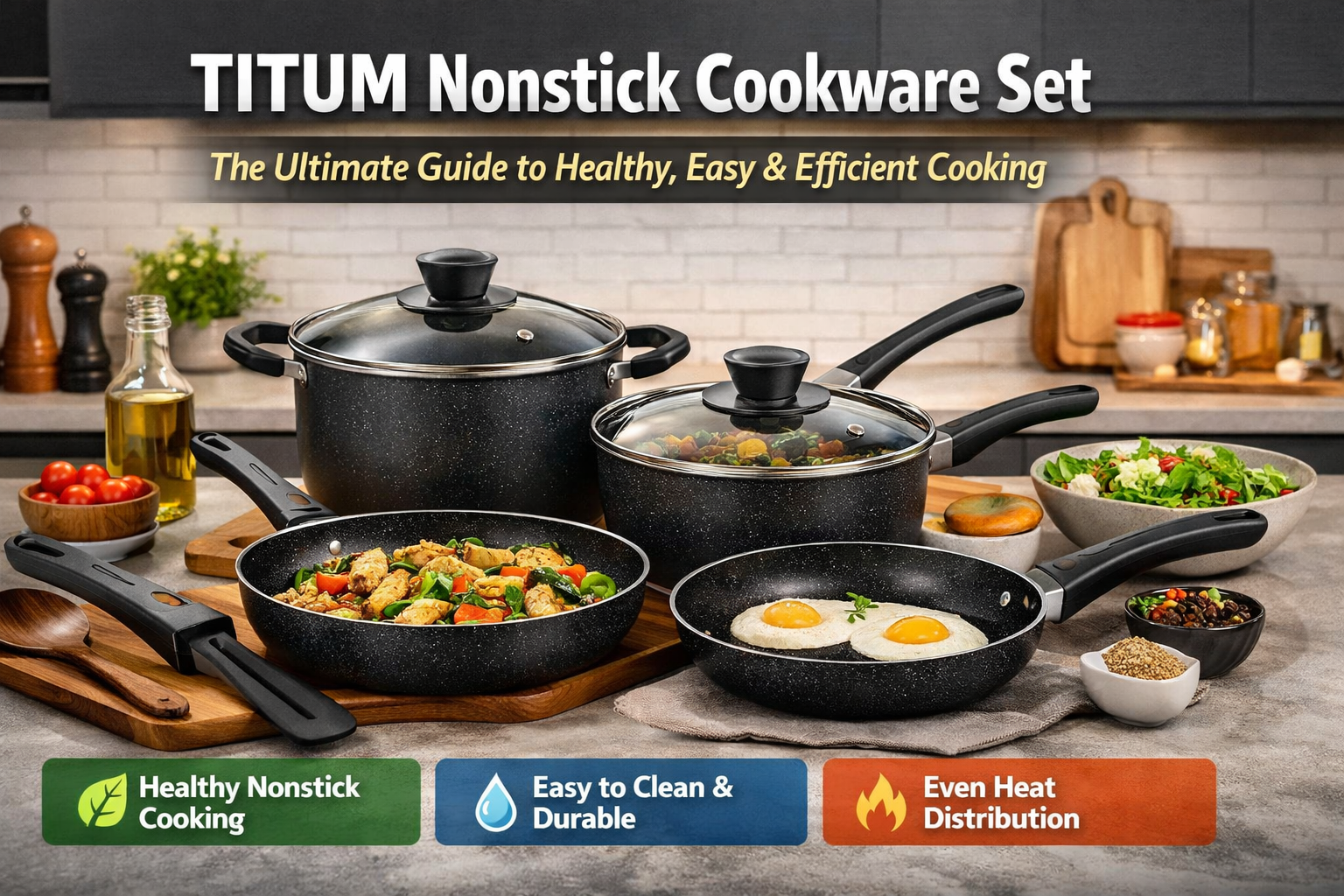 TITUM Nonstick Cookware Set – Healthy & Efficient Cooking
