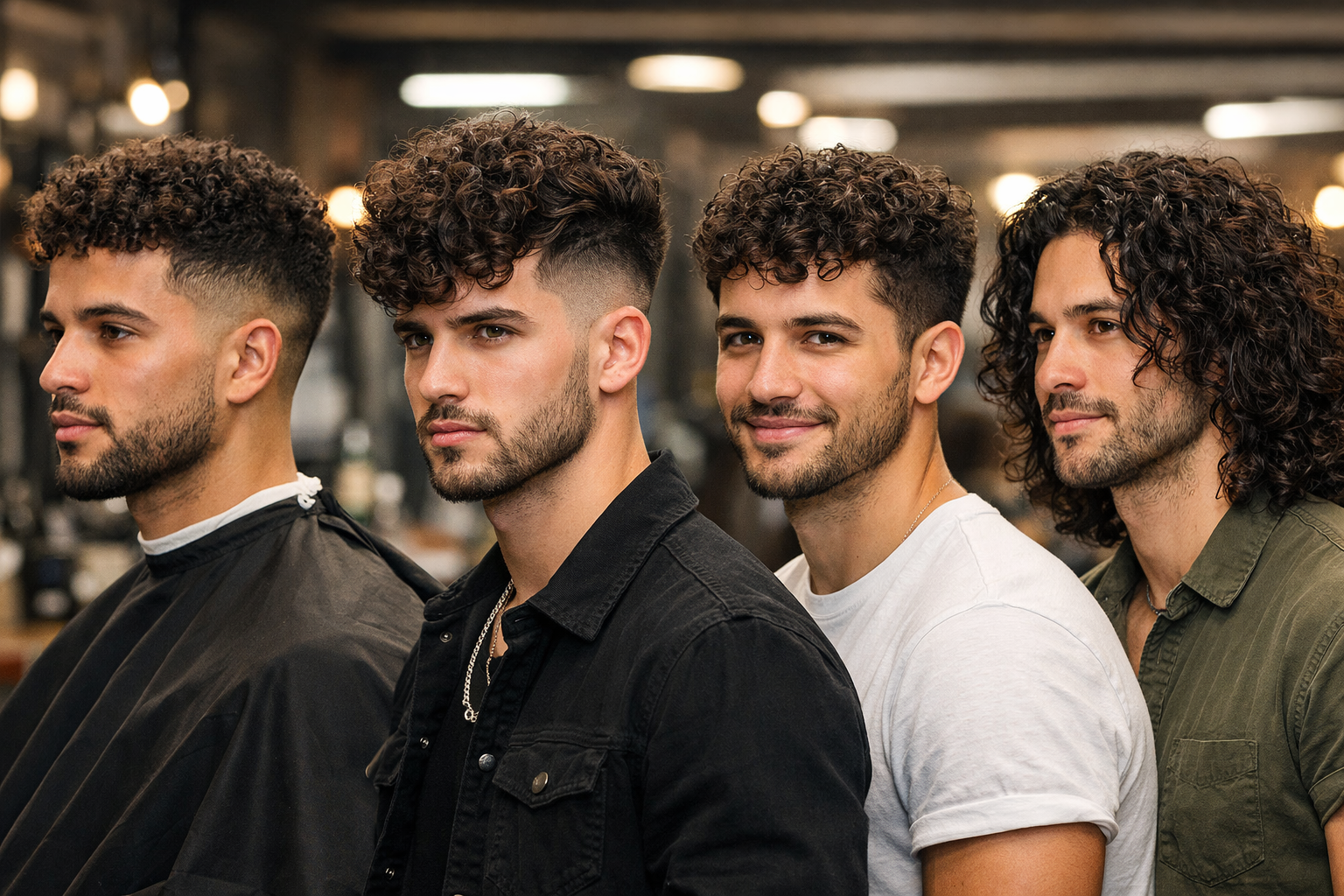 modern curly hair men haircut styles with fade and textured curls