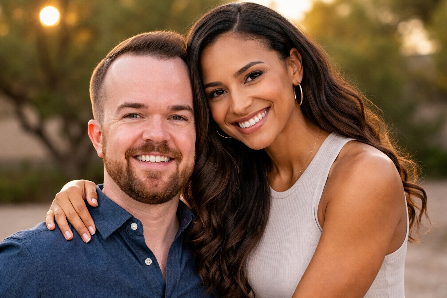 Brad Williams with wife Jasmine Williams smiling together